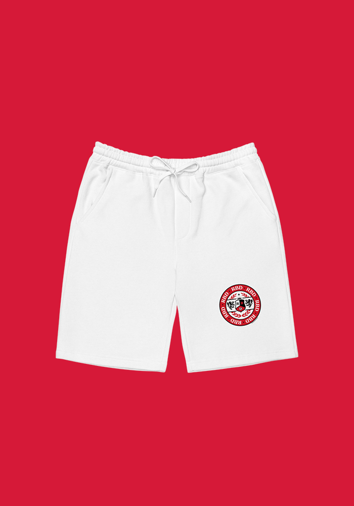 Emblem White Fleece Shorts